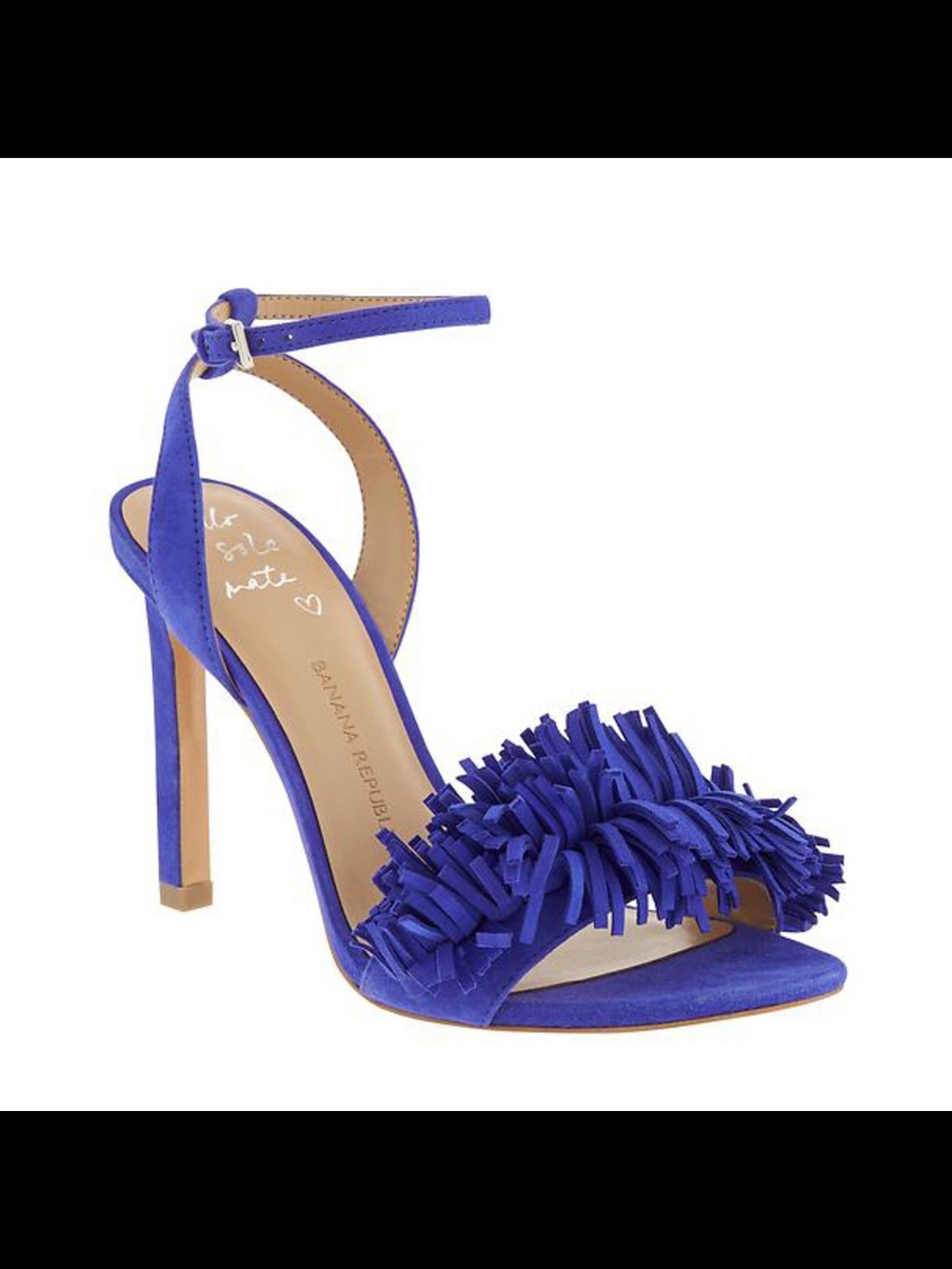 Banana Republic Honey Fringe Cobalt Blue Suede Ankle Strap Sandals